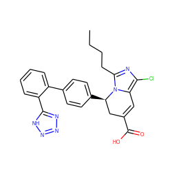 CCCCc1nc(Cl)c2n1[C@H](c1ccc(-c3ccccc3-c3nnn[nH]3)cc1)CC(C(=O)O)=C2 ZINC000066073955