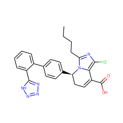 CCCCc1nc(Cl)c2n1[C@H](c1ccc(-c3ccccc3-c3nnn[nH]3)cc1)CC=C2C(=O)O ZINC000038576082