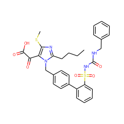 CCCCc1nc(SC)c(C(=O)C(=O)O)n1Cc1ccc(-c2ccccc2S(=O)(=O)NC(=O)NCc2ccccc2)cc1 ZINC000026578256