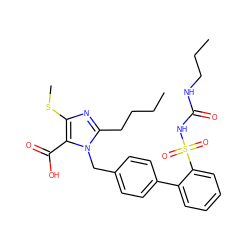 CCCCc1nc(SC)c(C(=O)O)n1Cc1ccc(-c2ccccc2S(=O)(=O)NC(=O)NCCC)cc1 ZINC000026402036