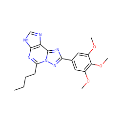 CCCCc1nc2[nH]cnc2c2nc(-c3cc(OC)c(OC)c(OC)c3)nn12 ZINC000013475529