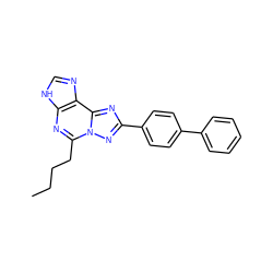 CCCCc1nc2[nH]cnc2c2nc(-c3ccc(-c4ccccc4)cc3)nn12 ZINC000013475522