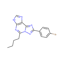 CCCCc1nc2[nH]cnc2c2nc(-c3ccc(Br)cc3)nn12 ZINC000013475517