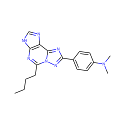 CCCCc1nc2[nH]cnc2c2nc(-c3ccc(N(C)C)cc3)nn12 ZINC000013475531