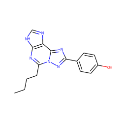 CCCCc1nc2[nH]cnc2c2nc(-c3ccc(O)cc3)nn12 ZINC000013475523