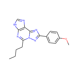 CCCCc1nc2[nH]cnc2c2nc(-c3ccc(OC)cc3)nn12 ZINC000013475526