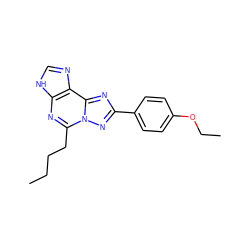 CCCCc1nc2[nH]cnc2c2nc(-c3ccc(OCC)cc3)nn12 ZINC000013475527