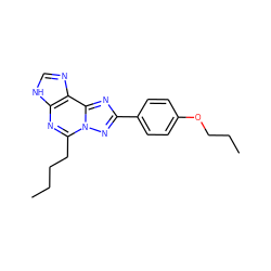 CCCCc1nc2[nH]cnc2c2nc(-c3ccc(OCCC)cc3)nn12 ZINC000013475528