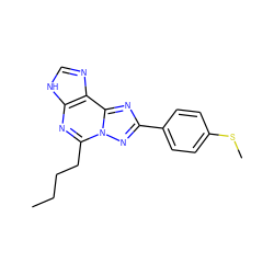 CCCCc1nc2[nH]cnc2c2nc(-c3ccc(SC)cc3)nn12 ZINC000013475530