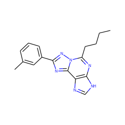 CCCCc1nc2[nH]cnc2c2nc(-c3cccc(C)c3)nn12 ZINC000013475518