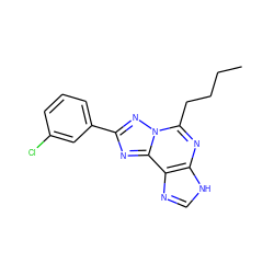 CCCCc1nc2[nH]cnc2c2nc(-c3cccc(Cl)c3)nn12 ZINC000013475514