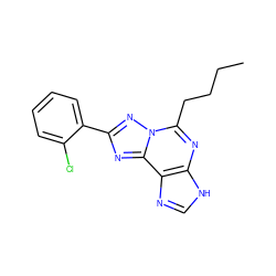 CCCCc1nc2[nH]cnc2c2nc(-c3ccccc3Cl)nn12 ZINC000013475513