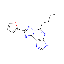 CCCCc1nc2[nH]cnc2c2nc(-c3ccco3)nn12 ZINC000013475512