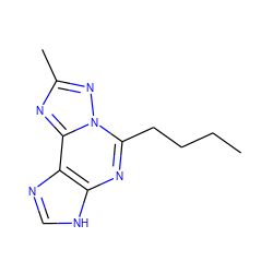 CCCCc1nc2[nH]cnc2c2nc(C)nn12 ZINC000013475509