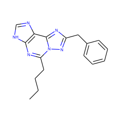 CCCCc1nc2[nH]cnc2c2nc(Cc3ccccc3)nn12 ZINC000013475510