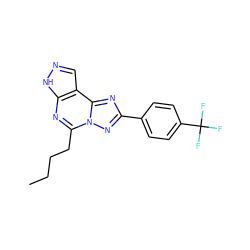 CCCCc1nc2[nH]ncc2c2nc(-c3ccc(C(F)(F)F)cc3)nn12 ZINC000027215905