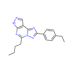 CCCCc1nc2[nH]ncc2c2nc(-c3ccc(CC)cc3)nn12 ZINC000027209959