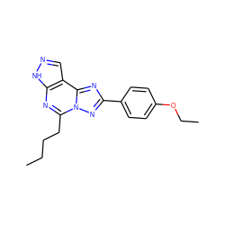 CCCCc1nc2[nH]ncc2c2nc(-c3ccc(OCC)cc3)nn12 ZINC000027211344