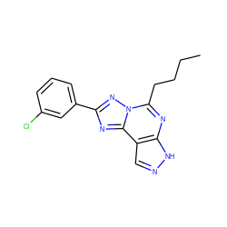 CCCCc1nc2[nH]ncc2c2nc(-c3cccc(Cl)c3)nn12 ZINC000027210614