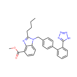 CCCCc1nc2c(C(=O)OC)cccc2n1Cc1ccc(-c2ccccc2-c2nnn[nH]2)cc1 ZINC000013828038