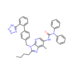 CCCCc1nc2c(C)c(NC(=O)N(c3ccccc3)c3ccccc3)cnc2n1Cc1ccc(-c2ccccc2-c2nnn[nH]2)cc1 ZINC000026288107