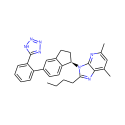 CCCCc1nc2c(C)cc(C)nc2n1[C@@H]1CCc2cc(-c3ccccc3-c3nnn[nH]3)ccc21 ZINC000003808220