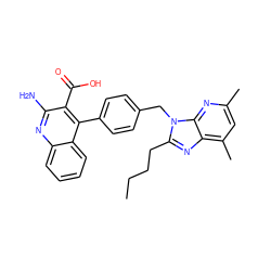 CCCCc1nc2c(C)cc(C)nc2n1Cc1ccc(-c2c(C(=O)O)c(N)nc3ccccc23)cc1 ZINC000013560866