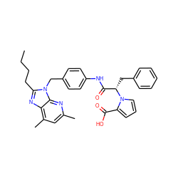 CCCCc1nc2c(C)cc(C)nc2n1Cc1ccc(NC(=O)[C@H](Cc2ccccc2)n2cccc2C(=O)O)cc1 ZINC000029468067