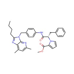 CCCCc1nc2c(C)cc(C)nc2n1Cc1ccc(NC(=O)[C@H](Cc2ccccc2)n2cccc2C(=O)OC)cc1 ZINC000029467006