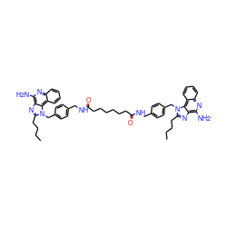 CCCCc1nc2c(N)nc3ccccc3c2n1Cc1ccc(CNC(=O)CCCCCCC(=O)NCc2ccc(Cn3c(CCCC)nc4c(N)nc5ccccc5c43)cc2)cc1 ZINC000095550893