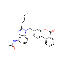 CCCCc1nc2c(NC(C)=O)cccc2n1Cc1ccc(-c2ccccc2C(=O)O)cc1 ZINC000013732023