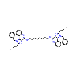 CCCCc1nc2c(NCCCCCCCCNc3nc4ccccc4c4c3nc(CCCC)n4Cc3ccccc3)nc3ccccc3c2n1Cc1ccccc1 ZINC000095550967