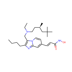 CCCCc1nc2cc(/C=C/C(=O)NO)ccn2c1CN(CC)CC[C@@H](C)CC(C)(C)C ZINC000143215216