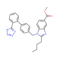 CCCCc1nc2cc(C(=O)OC)ccc2n1Cc1ccc(-c2ccccc2-c2nnn[nH]2)cc1 ZINC000001551898