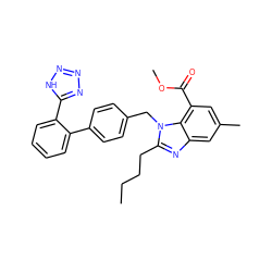 CCCCc1nc2cc(C)cc(C(=O)OC)c2n1Cc1ccc(-c2ccccc2-c2nnn[nH]2)cc1 ZINC000013828044