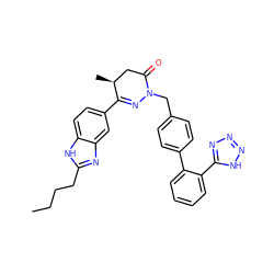 CCCCc1nc2cc(C3=NN(Cc4ccc(-c5ccccc5-c5nnn[nH]5)cc4)C(=O)C[C@@H]3C)ccc2[nH]1 ZINC000028757875