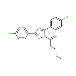 CCCCc1nc2cc(Cl)ccc2c2nc(-c3ccc(Cl)cc3)nn12 ZINC000027210250