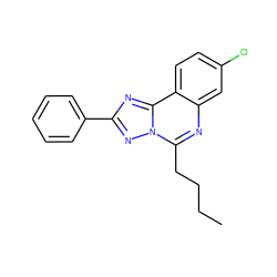 CCCCc1nc2cc(Cl)ccc2c2nc(-c3ccccc3)nn12 ZINC000027208161