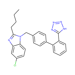 CCCCc1nc2cc(Cl)ccc2n1Cc1ccc(-c2ccccc2-c2nnn[nH]2)cc1 ZINC000013828031