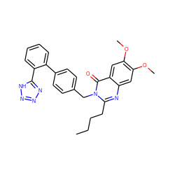 CCCCc1nc2cc(OC)c(OC)cc2c(=O)n1Cc1ccc(-c2ccccc2-c2nnn[nH]2)cc1 ZINC000028758923