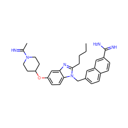 CCCCc1nc2cc(OC3CCN(C(C)=N)CC3)ccc2n1Cc1ccc2ccc(C(=N)N)cc2c1 ZINC000028089776