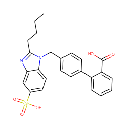 CCCCc1nc2cc(S(=O)(=O)O)ccc2n1Cc1ccc(-c2ccccc2C(=O)O)cc1 ZINC000040874280