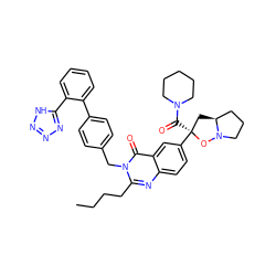 CCCCc1nc2ccc([C@@]3(C(=O)N4CCCCC4)C[C@H]4CCCN4O3)cc2c(=O)n1Cc1ccc(-c2ccccc2-c2nnn[nH]2)cc1 ZINC000029412734