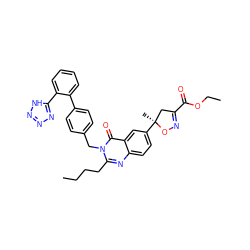 CCCCc1nc2ccc([C@@]3(C)CC(C(=O)OCC)=NO3)cc2c(=O)n1Cc1ccc(-c2ccccc2-c2nnn[nH]2)cc1 ZINC000003843007