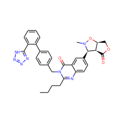 CCCCc1nc2ccc([C@@H]3[C@@H]4C(=O)OC[C@@H]4ON3C)cc2c(=O)n1Cc1ccc(-c2ccccc2-c2nnn[nH]2)cc1 ZINC000029481838