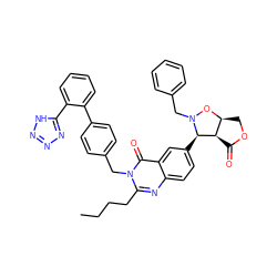 CCCCc1nc2ccc([C@@H]3[C@@H]4C(=O)OC[C@@H]4ON3Cc3ccccc3)cc2c(=O)n1Cc1ccc(-c2ccccc2-c2nnn[nH]2)cc1 ZINC000029488704