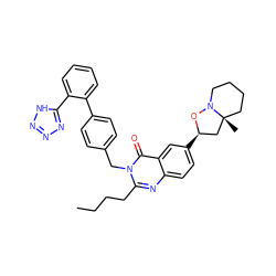 CCCCc1nc2ccc([C@@H]3C[C@@]4(C)CCCCN4O3)cc2c(=O)n1Cc1ccc(-c2ccccc2-c2nnn[nH]2)cc1 ZINC000029414412