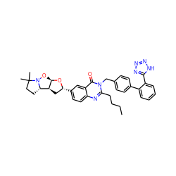 CCCCc1nc2ccc([C@@H]3C[C@H]4[C@@H]5CCC(C)(C)N5O[C@H]4O3)cc2c(=O)n1Cc1ccc(-c2ccccc2-c2nnn[nH]2)cc1 ZINC000003842998