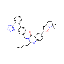 CCCCc1nc2ccc([C@@H]3C[C@H]4CCC(C)(C)N4O3)cc2c(=O)n1Cc1ccc(-c2ccccc2-c2nnn[nH]2)cc1 ZINC000029406501