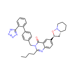 CCCCc1nc2ccc([C@@H]3C[C@H]4CCCCN4O3)cc2c(=O)n1Cc1ccc(-c2ccccc2-c2nnn[nH]2)cc1 ZINC000029409191